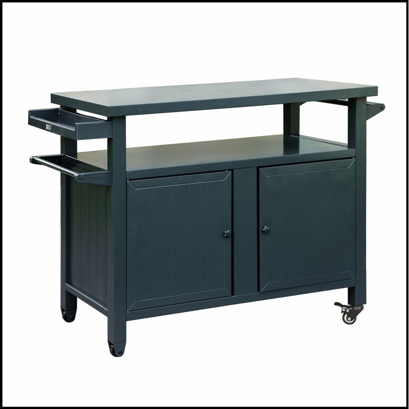 Armoire de rangement à roulettes polyvalente avec roulettes, grise, pour une organisation et une mobilité accrues dans votre cuisine extérieure.