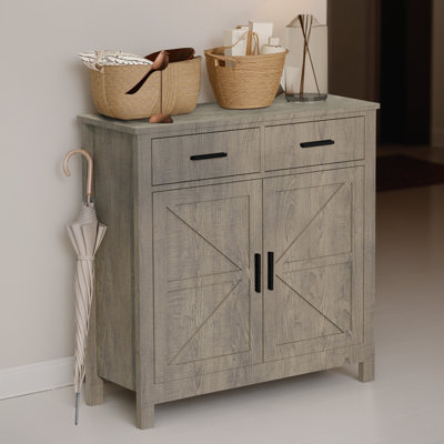 32" Wood Sideboard Console Table with Drawers and Cabinets