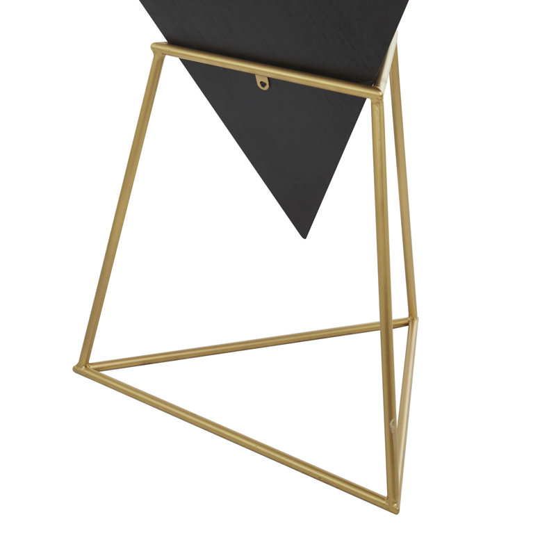 Table d'appoint à bout géométrique en bois inversé avec support en métal Irenej, Noir, Noir