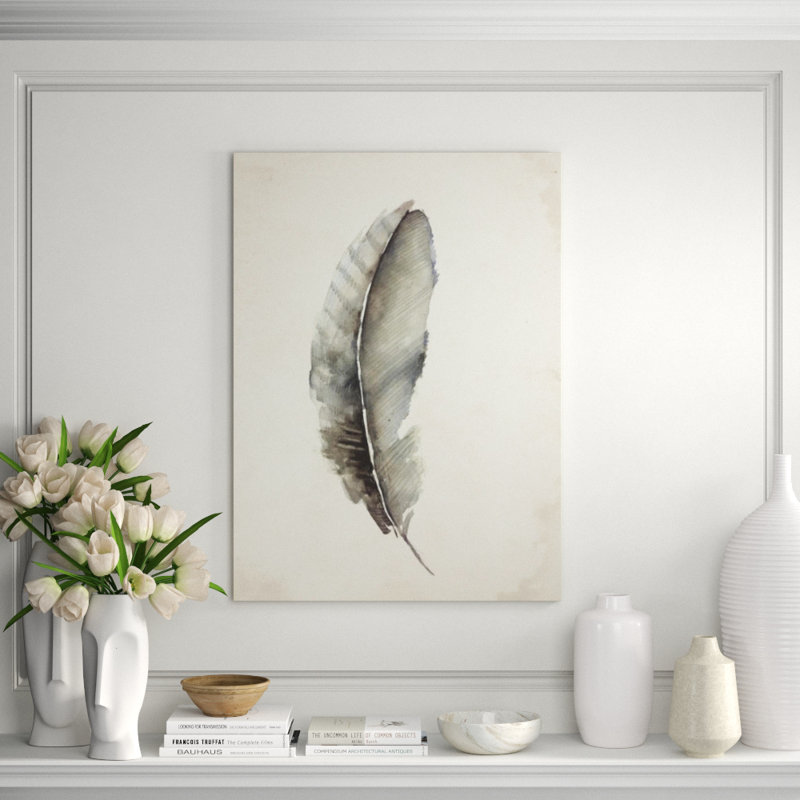 Charcoal Feathers III Print by Beverly Fuller, 27" H x 20" W, Outdoor