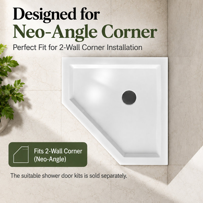 Base de douche néo-angle 36 po x l 36 po x H 3,4 po