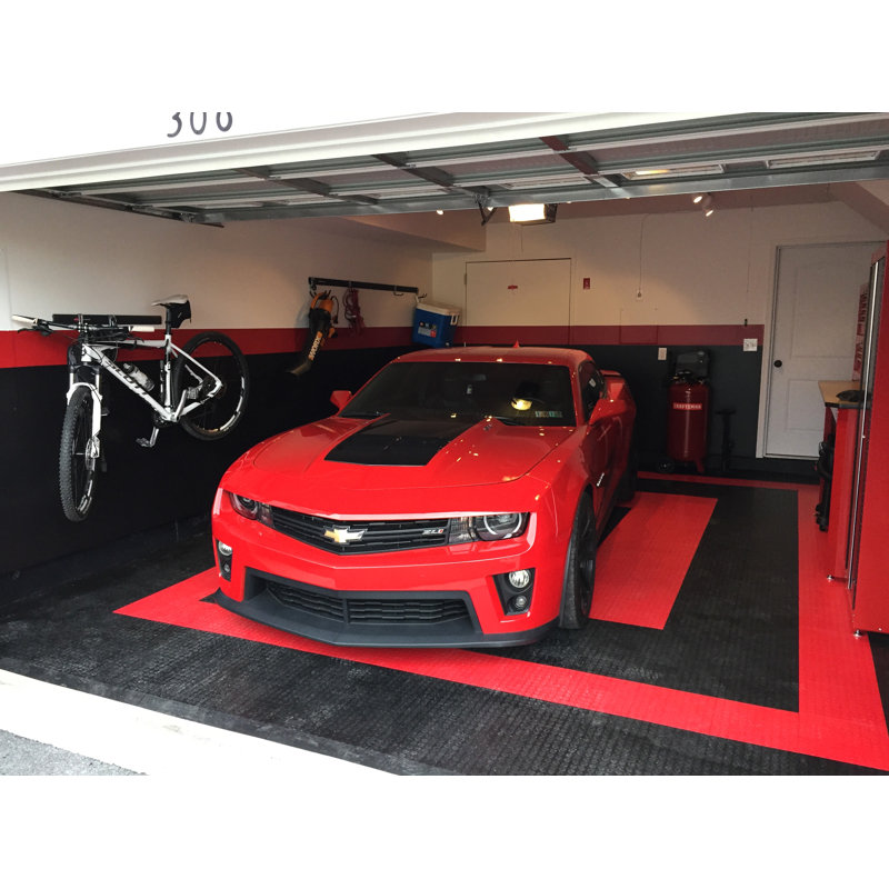 Carreau de garage modulaire antidérapant à motif de garage GarageDeck, Rouge