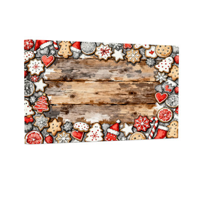 Christmas Christmas Cookies Wood Frame Pattern Set of 3 Canvas Wall Art Prints