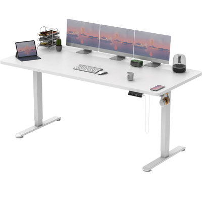 Height Adjustable T-Shaped Computer Desk 180 x 80cm Electric Standing Desk with USB Charging