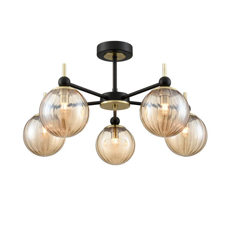 Alecxa Flush Mount, Brass/Black