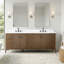 Ensemble de meuble-lavabo autoportant à double cuve 84 po avec plateau en marbre Lavallon-126316243-126316245