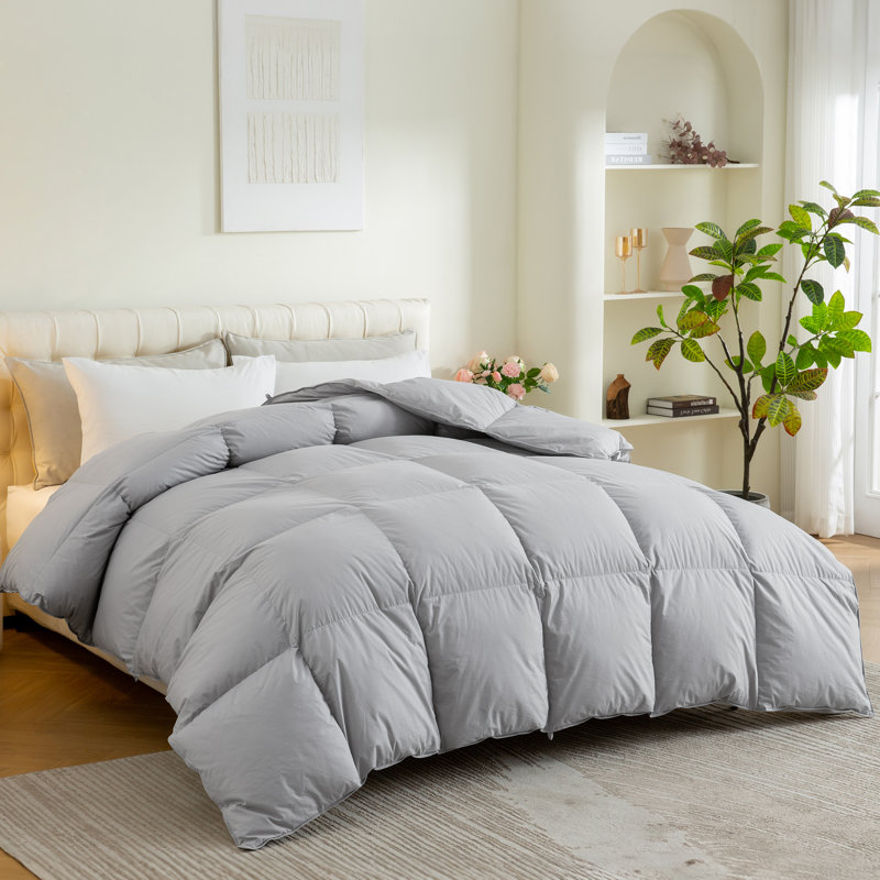 Housse de couette en duvet d'oie 100% coton, Grand lit, Gris