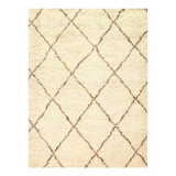 Moroccan Wool Geometric Area Rug in Ivory