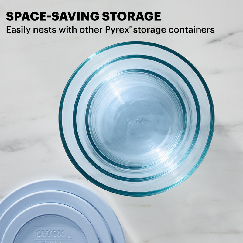 Pyrex Simply Store Tinted 5-Pack Round Storage Set with Plastic Lids, Blue