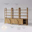 Bibliothèque à 3 niveaux avec base d'armoire et structure en bois massif (ensemble de 3 pièces)-862267115
