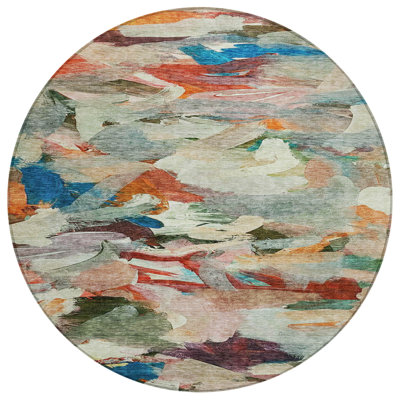 Loomari Green Washable Indoor-Outdoor Rug - 