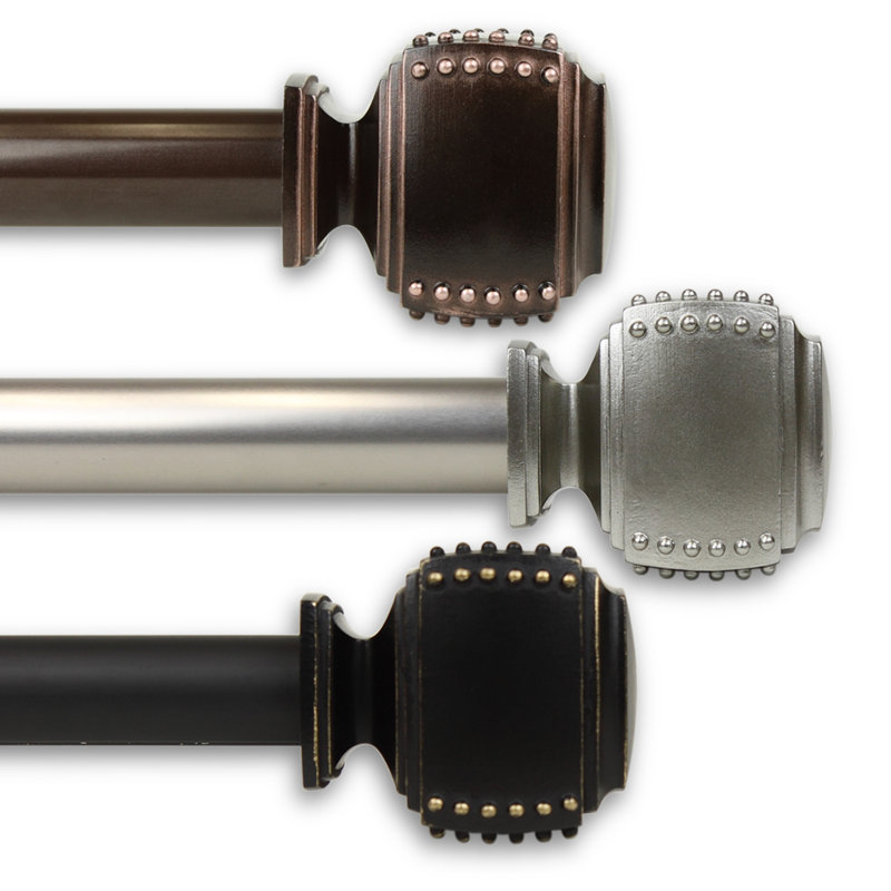 Tringle à rideaux simple Ellenore, 48 po à 84 po, Nickel satiné