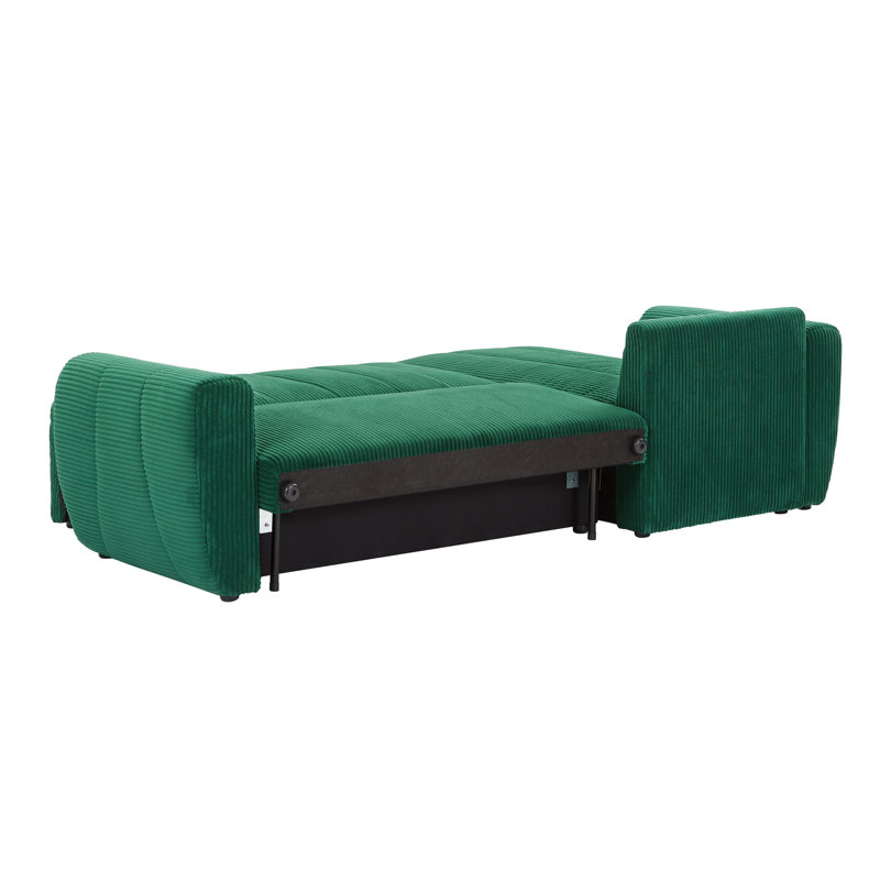 Canapé modulaire convertible, Velours côtelé vert foncé