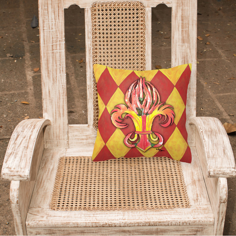 Coussin décoratif 14 po poivres fleur de lis 