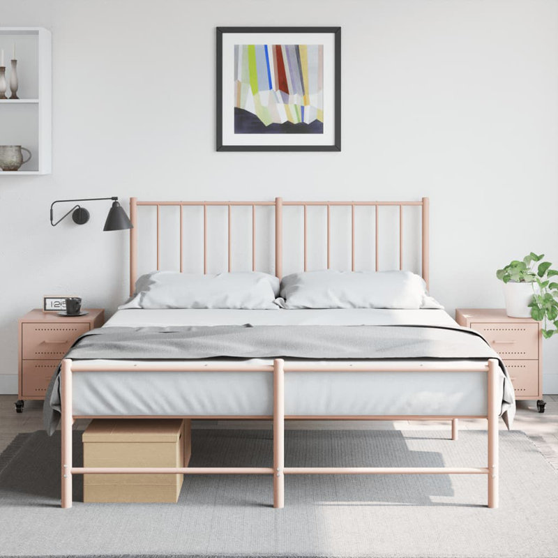 Anadalay 36cm W Steel Bedside Table, Pink
