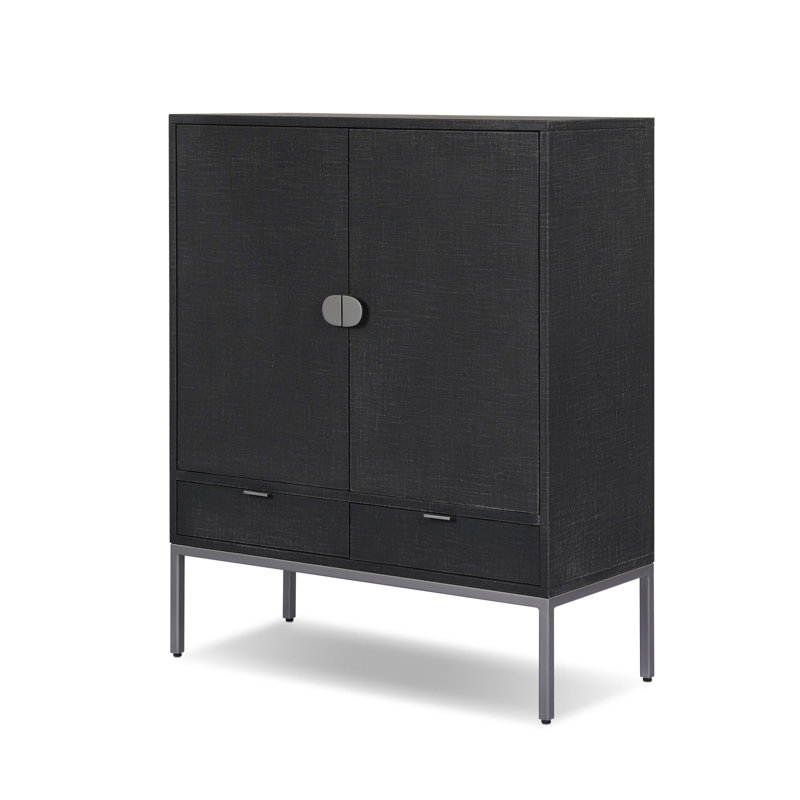 Cressida Bar Cabinet, Black Linen