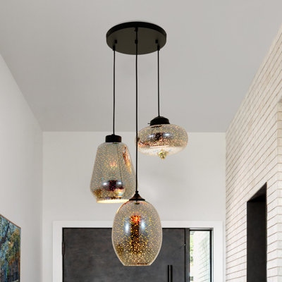 Lustre 3 lumières colorées en verre 3 têtes
