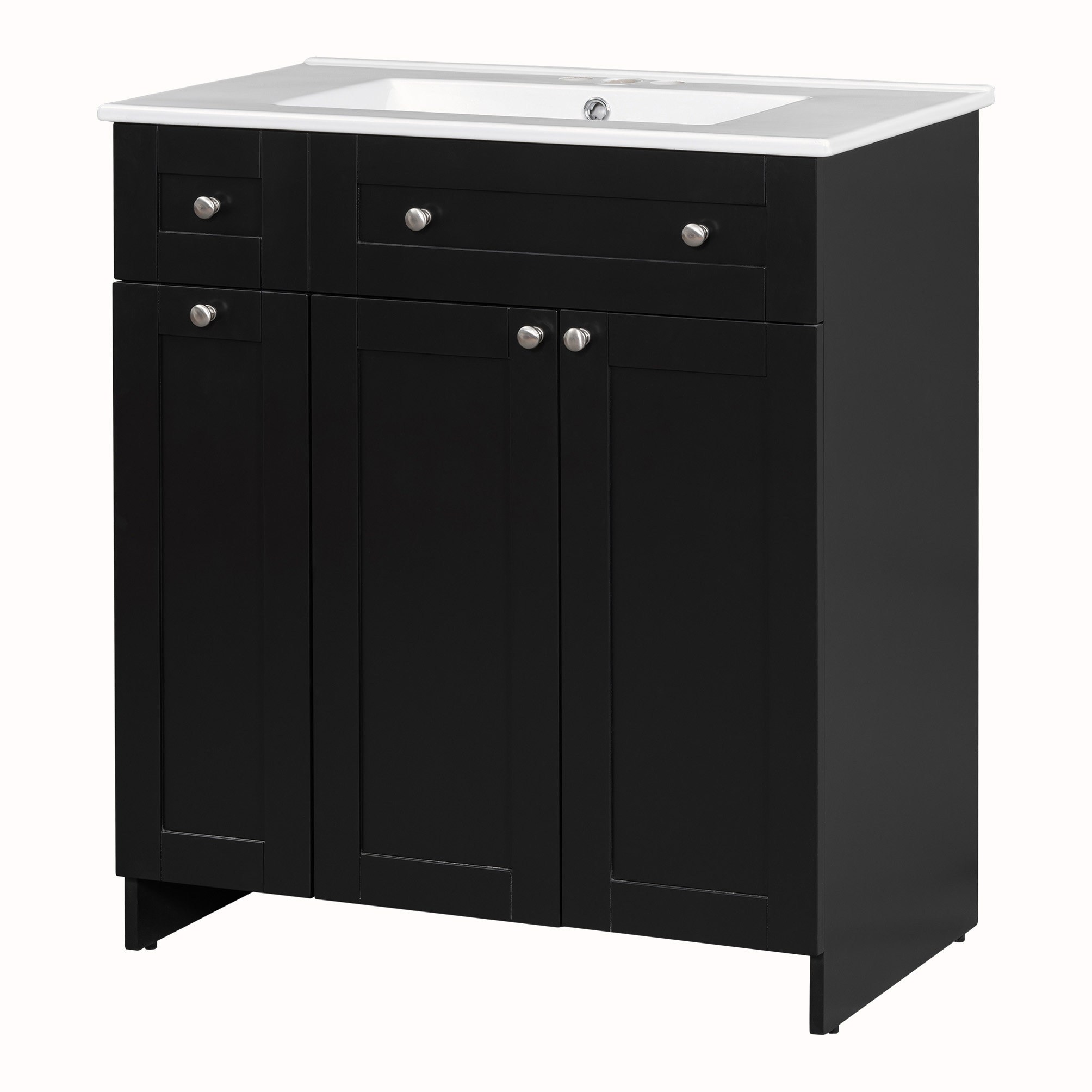 Lark Manor™ 30-Inch Black Bathroom Vanity with Ceramic Sink | Wayfair