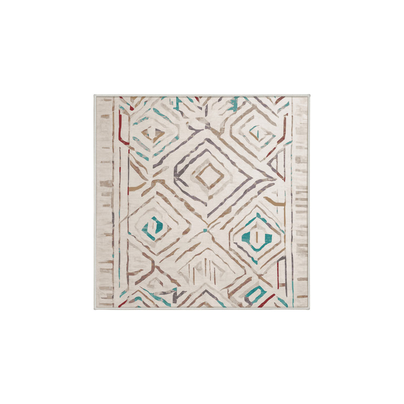 Silky Soft Plush Beige Area Rug, Square 3'