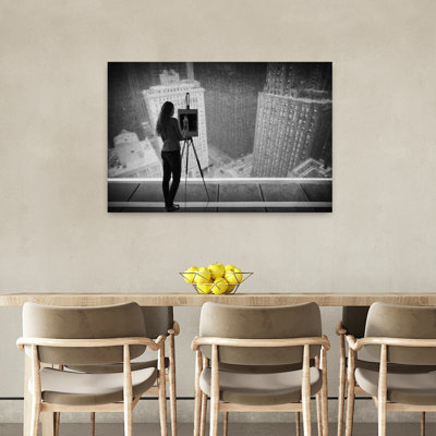 The Architecture Painter Abstract Contemporary Architecture City Wall Art by Roswitha Schleicher-Schwarz - Wrapped Canvas Print