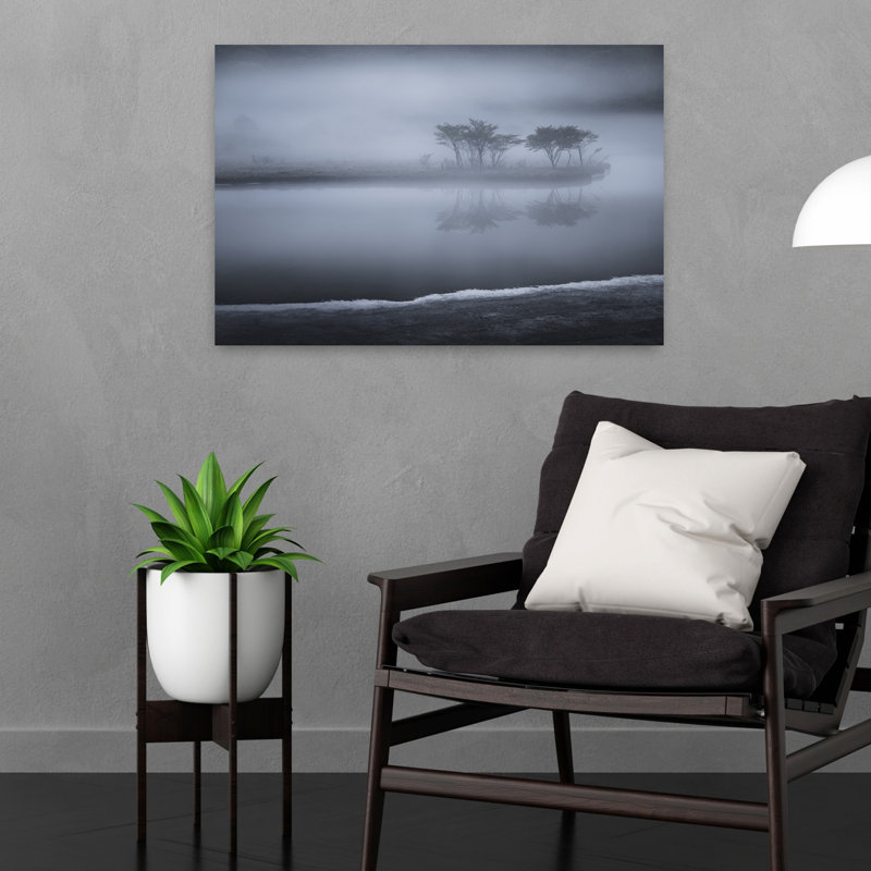 Art contemporain, arbre paisible paysage serein, H 16 po x l 24 po