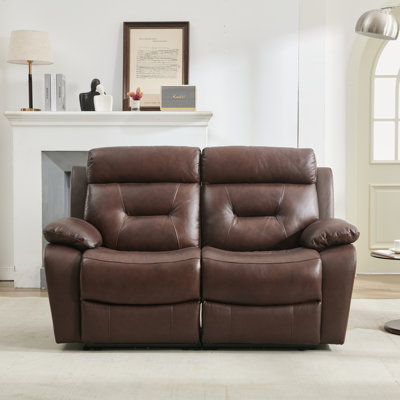 Canapé inclinable en cuir véritable pour deux personnes, confort luxueux et design élégant pour la vie moderne.