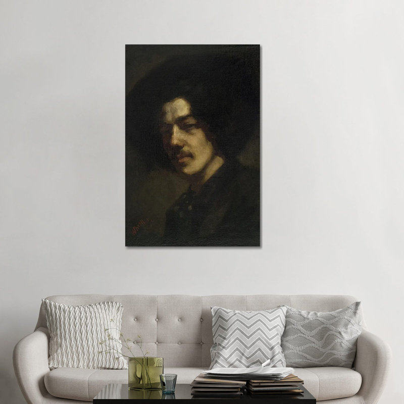 Portrait de Whistler avec chapeau - reproduction d'art murale - toile tendue, 48 po x 32 po, Toile tendue avec châssis