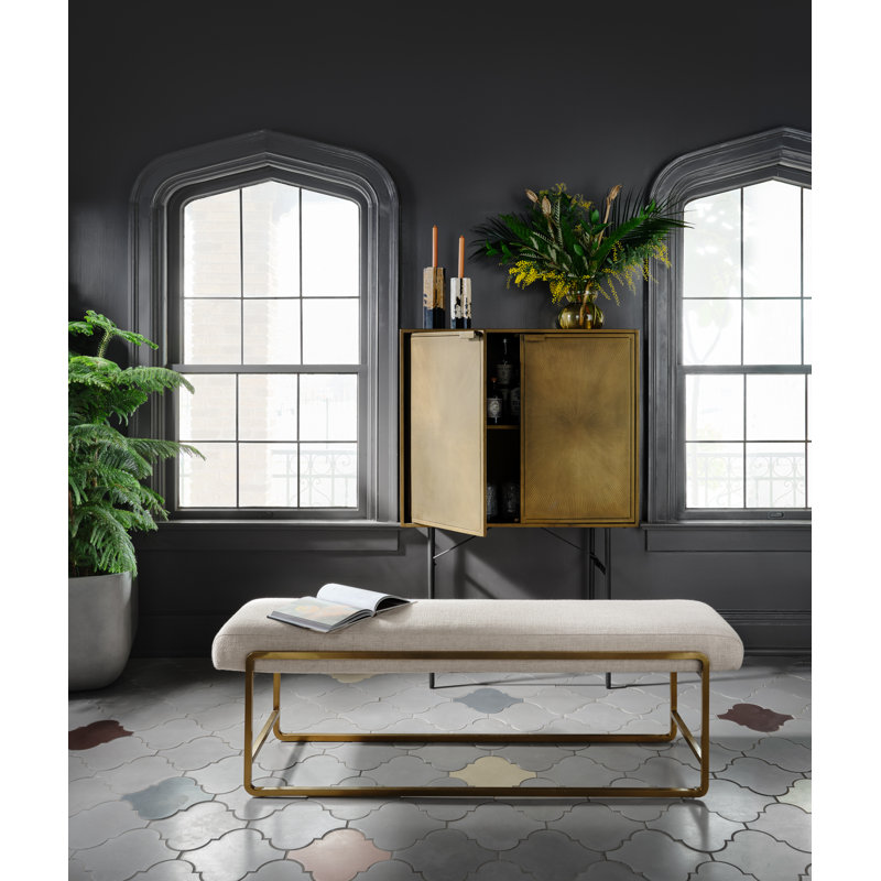 Sled Upholstered Bench, Thames Cream