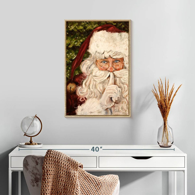 Père Noël secret, Cadre flottant en bois naturel, 17 po x 25 po
