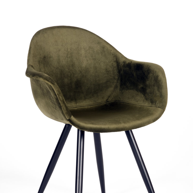 Feather 49cm H Velvet Upholstered Armchair, Army