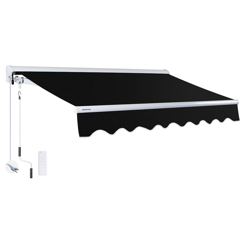 Auvent motorisé rétractable 16 pi x 10 pi Advaning Luxury Series, H 10,5 po x l 189 po x P 118 po, Noir uni