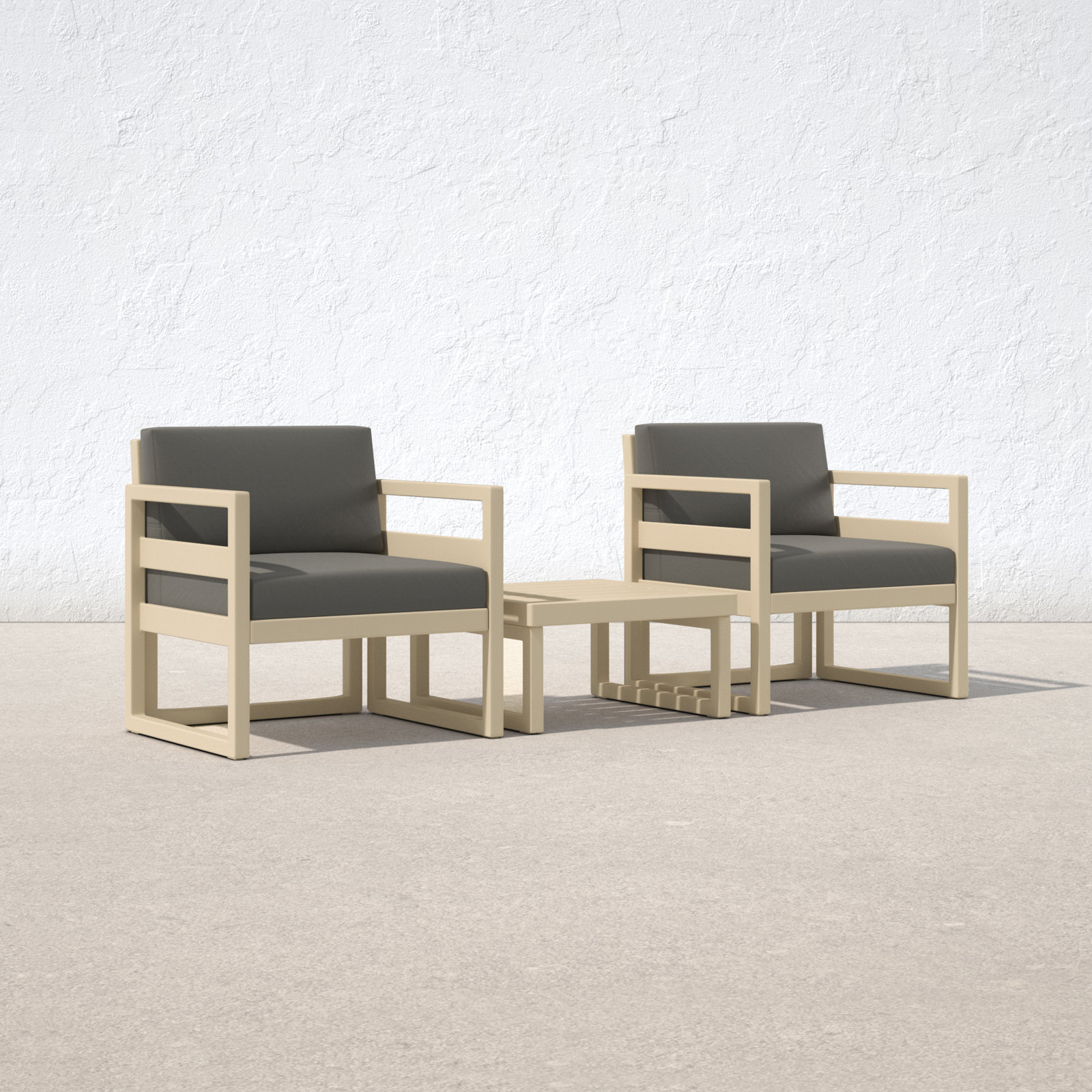 Kalani 2 - Person Patio Conversation Set with Sunbrella® Cushions, Taupe, Charcoal