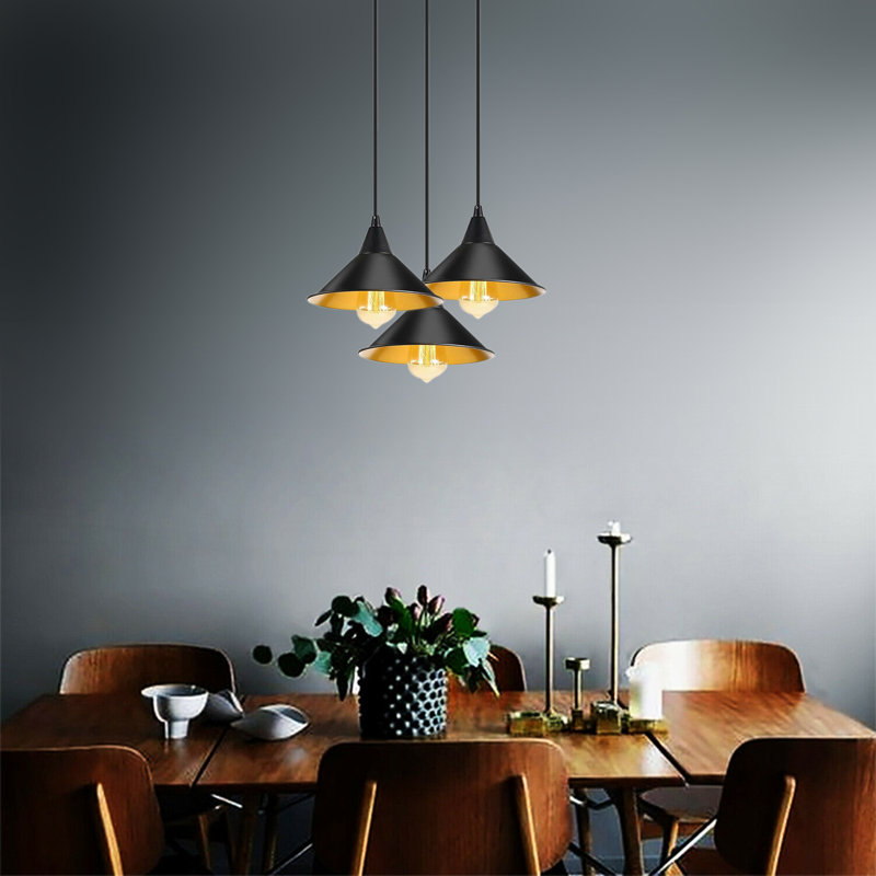 Rosenthal 3-Light Cluster Cone Pendant, Black