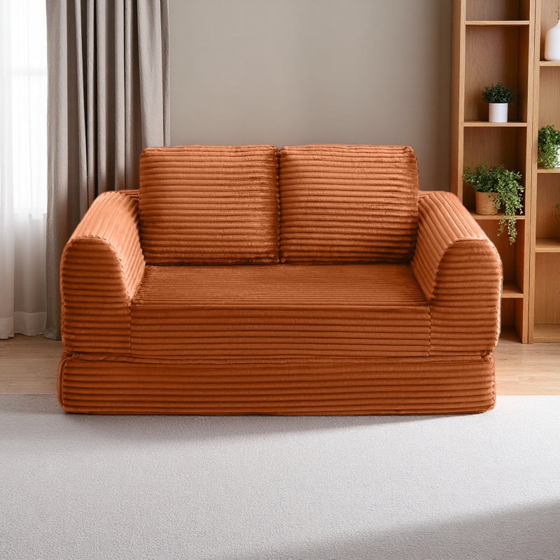 Canapé-lit pliant convertible 2-en-1, canapé-lit en velours côtelé moderne avec 2 * coussins, causeuse modulaire rembourrée avec lit escamotable Futon