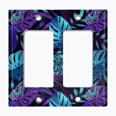 Plaque de prise de courant en métal (Jungle Leaves - Double Rocker)