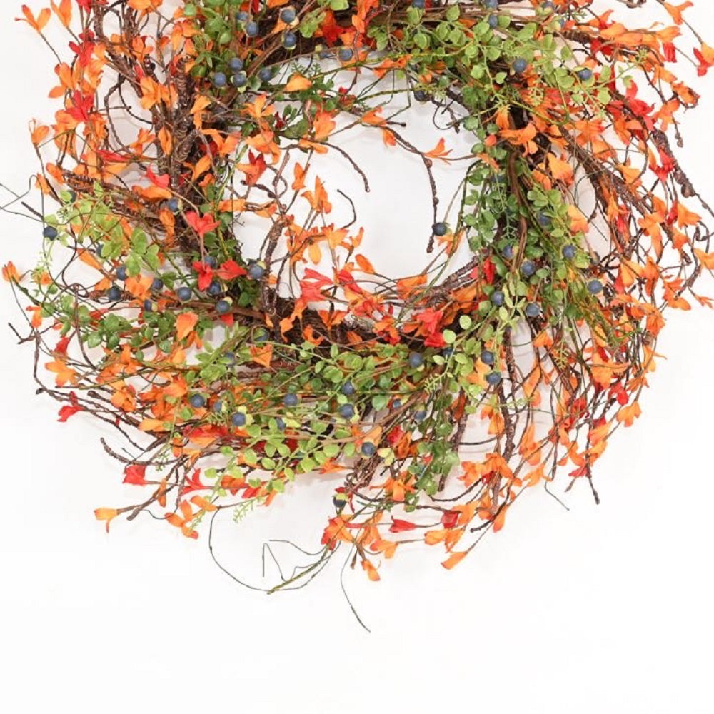 24" Handcrafted Eucalyptus Thanksgiving Wreath, Blue/Orange