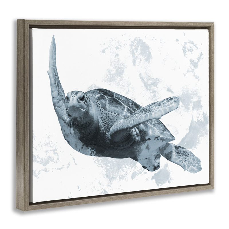 Cadre flottant à motif de tortues patinées, par Marcus Prime, Cadre flottant orme Montalcino, H 25 po x l 31 po