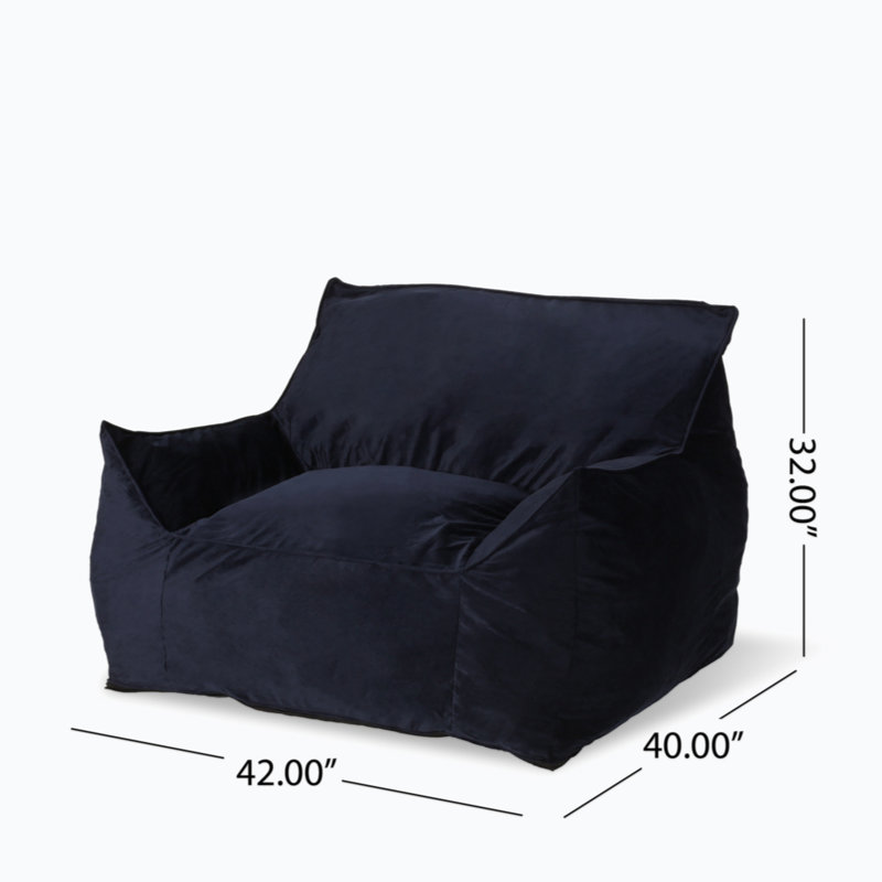 Grand fauteuil à billes et chaise longue en velours, Velours bleu foncé