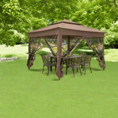 Pavillon de jardin portatif avec cadre en acier, style moderne pour les réceptions en plein air