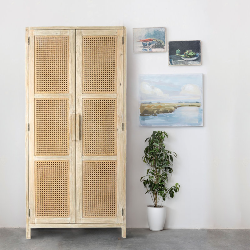 Rowan Mango Wood and Cane Cabinet, Natural