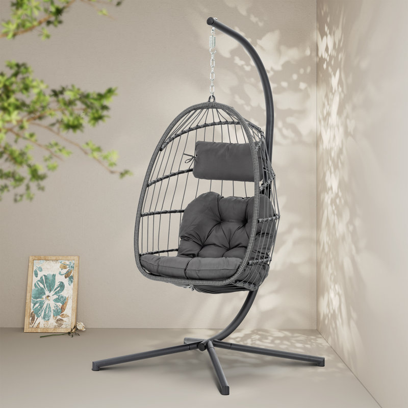 Balancelle avec support Iyanna, Gris foncé, Gris/noir