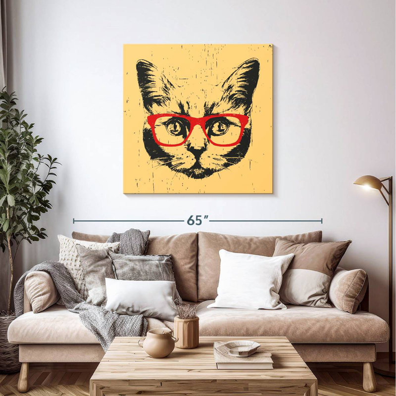 Brampt Cat With Glasses, 39" H x 39" W