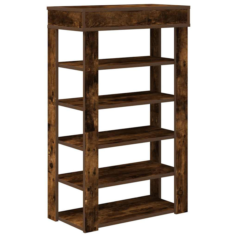 Shoe Rack 80X30x98 Cm Engineered Wood, Smoked Oak, 98cm H x 60cm W x 30cm D