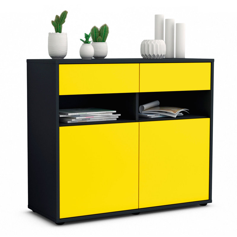 Portola 92cm Sideboard, Charcoal/Yellow
