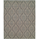 Wool Damask Area Rug in Gray/Beige