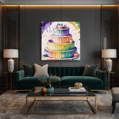 Desserts arc-en-ciel, art mural sur toile beige