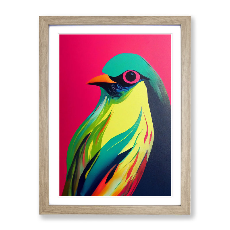 Bird Painting - Wall Art, White, 64cm H x 46cm W x 2cm D, Oak