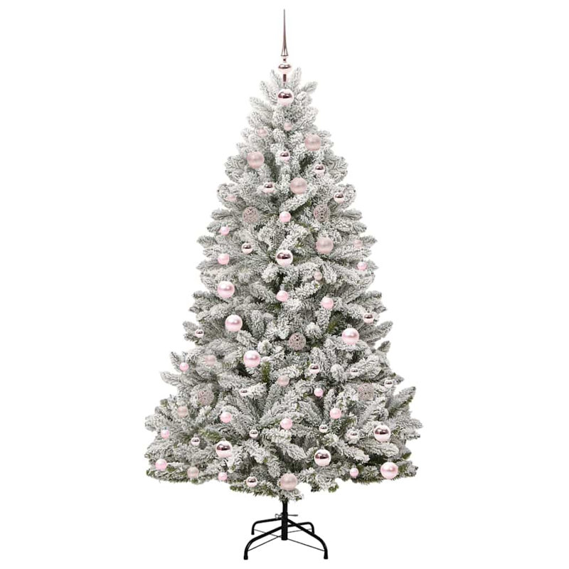 Artificial Christmas Tree Green and White PVC and Metal, 5.91 ft