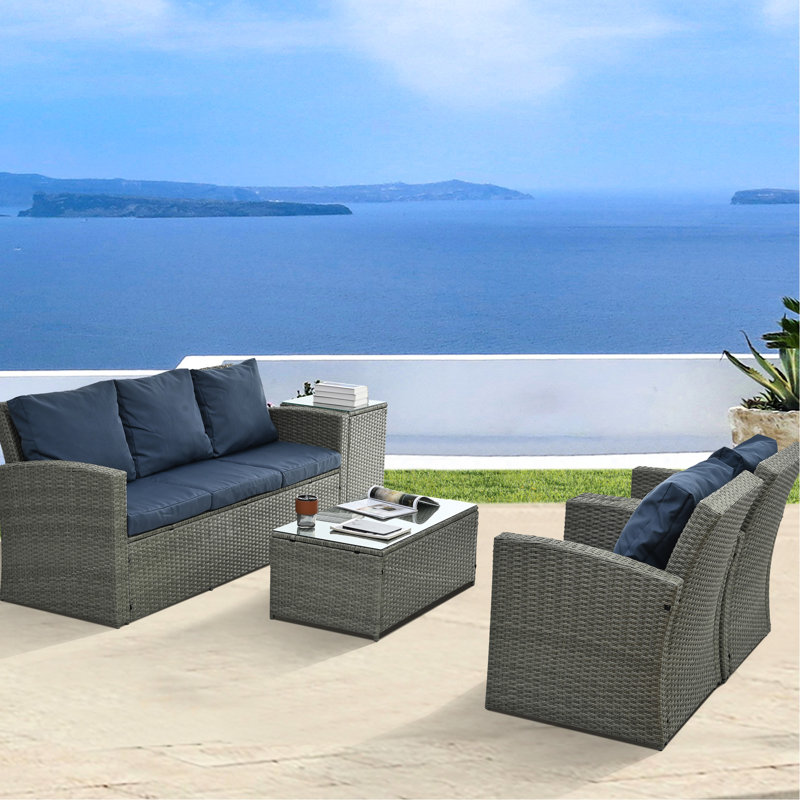 Mobilier d'extérieur: 5 avec assise confortable et coussin de patio imperméable, Light Blue