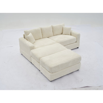 Canapé modulaire moderne, housses de coussin en velours côtelé 2 pièces, housses de canapé souples et extensibles avec coussins 2 pièces